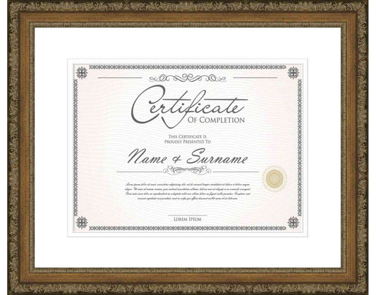antique gold Frame for Certificates & Diplomas