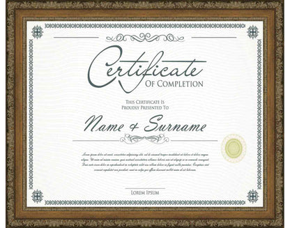 antique gold Frame for Certificates & Diplomas
