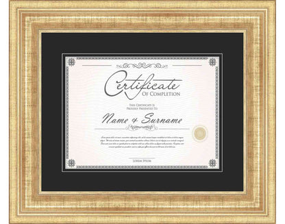 antique gold Frame for Certificates & Diplomas