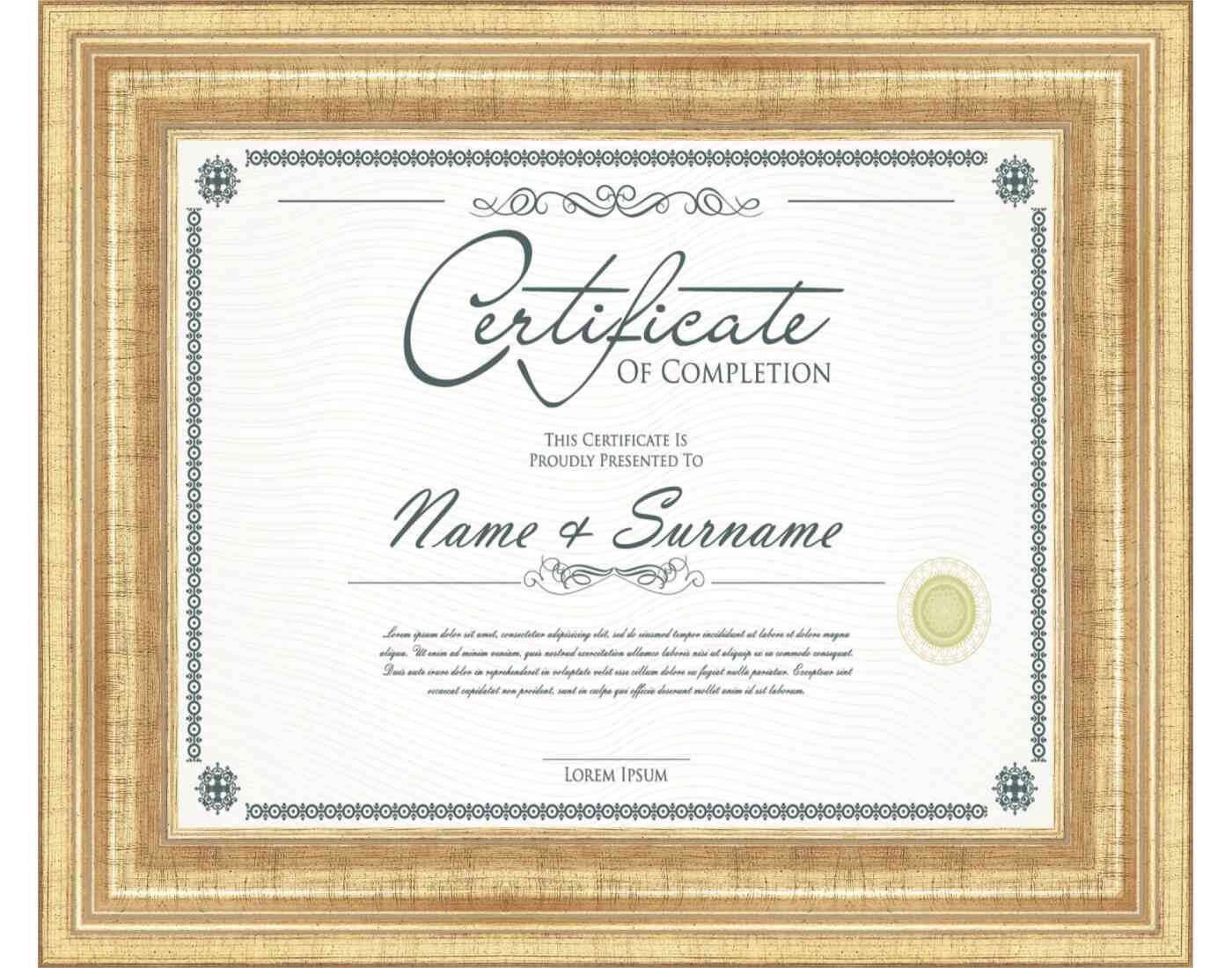 antique gold Frame for Certificates & Diplomas