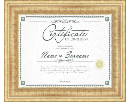 antique gold Frame for Certificates & Diplomas