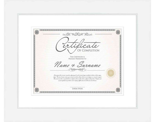 white Frame for Certificates & Diplomas