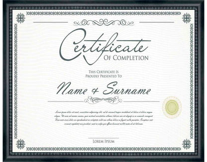 black Frame for Certificates & Diplomas