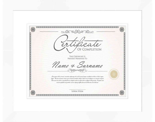 white Frame for Certificates & Diplomas