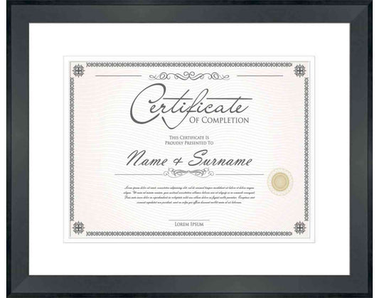 black Frame for Certificates & Diplomas