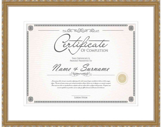 Gold Frame for Certificates & Diplomas