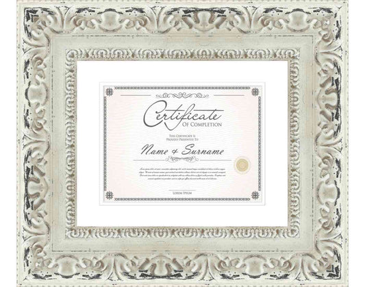 White Washed Frame for Certificates & Diplomas