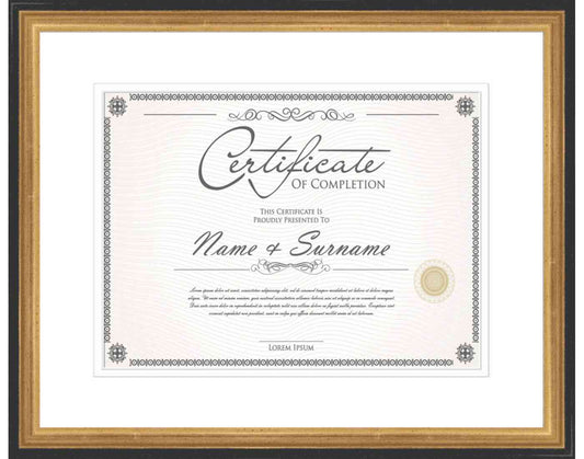 Gold Frame for Certificates & Diplomas