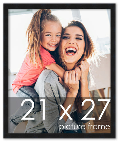 21x27 Picture Frame Black Solid Pine Wood 0.75 Inch Wide