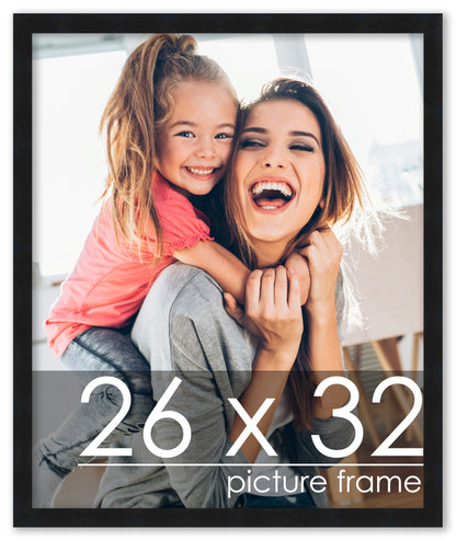 26x32 Picture Frame Black Solid Pine Wood 0.75 Inch Wide