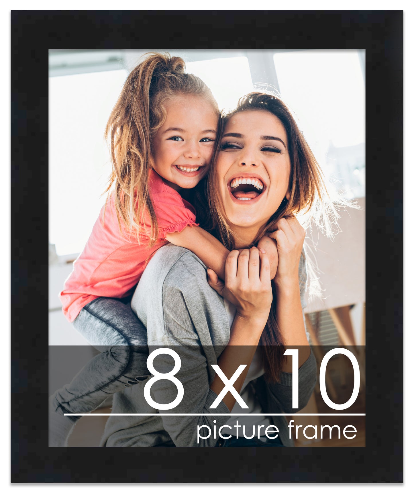 8x10 Picture Frame Black Solid Pine Wood 0.75 Inch Wide