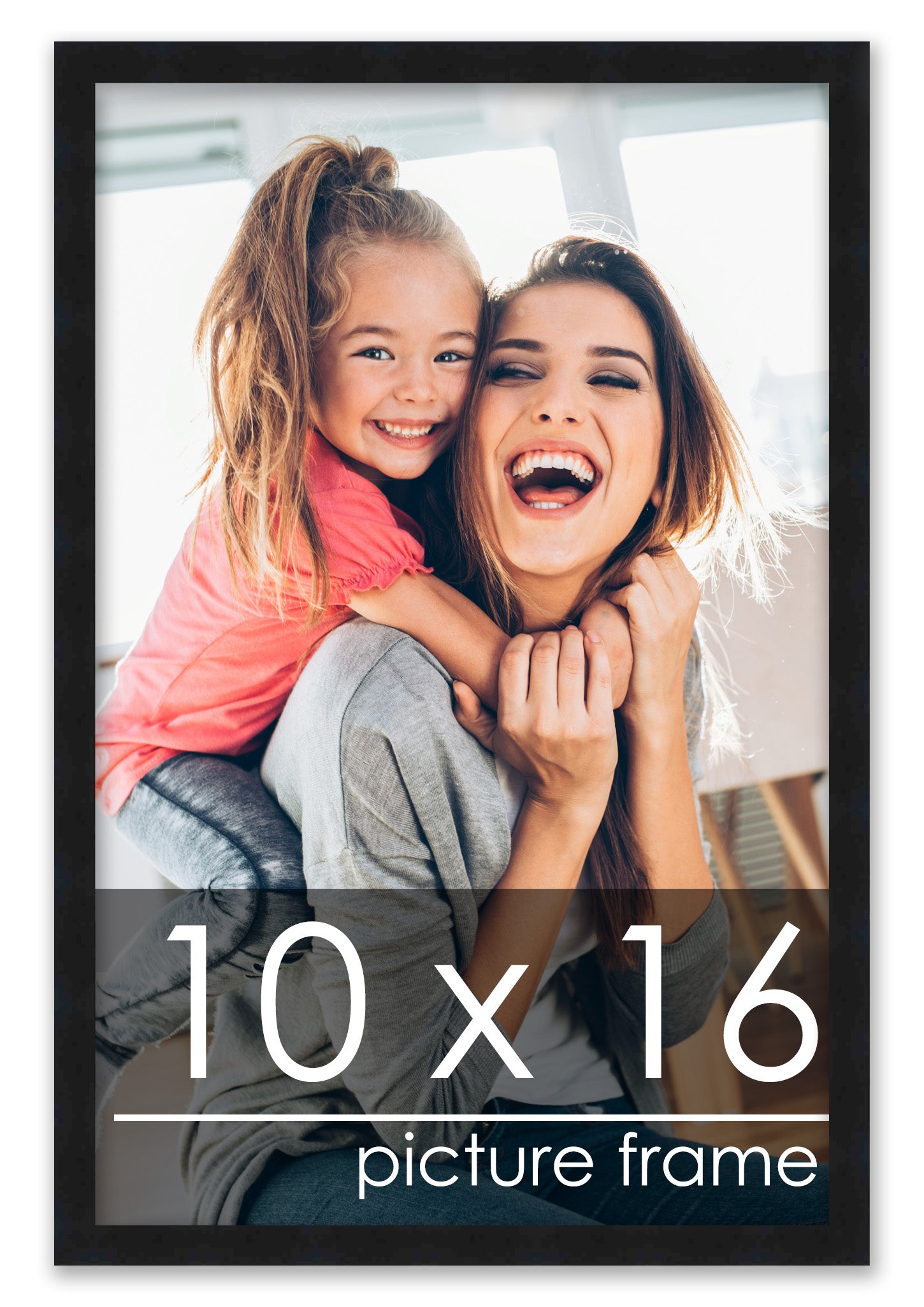 10x16 Picture Frame Black Solid Pine Wood 0.75 Inch Wide