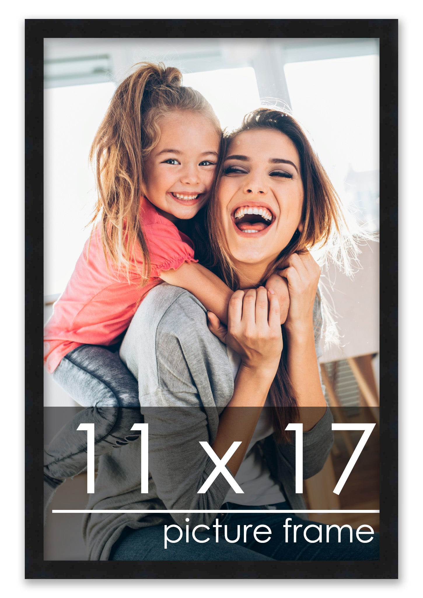 11x17 Picture Frame Black Solid Pine Wood 0.75 Inch Wide