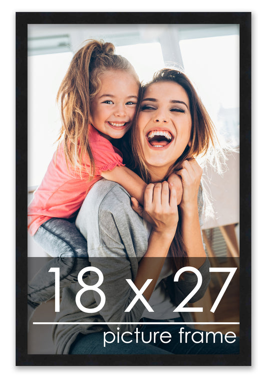 18x27 Picture Frame Black Solid Pine Wood 0.75 Inch Wide