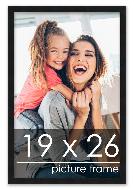 19x26 Picture Frame Black Solid Pine Wood 0.75 Inch Wide
