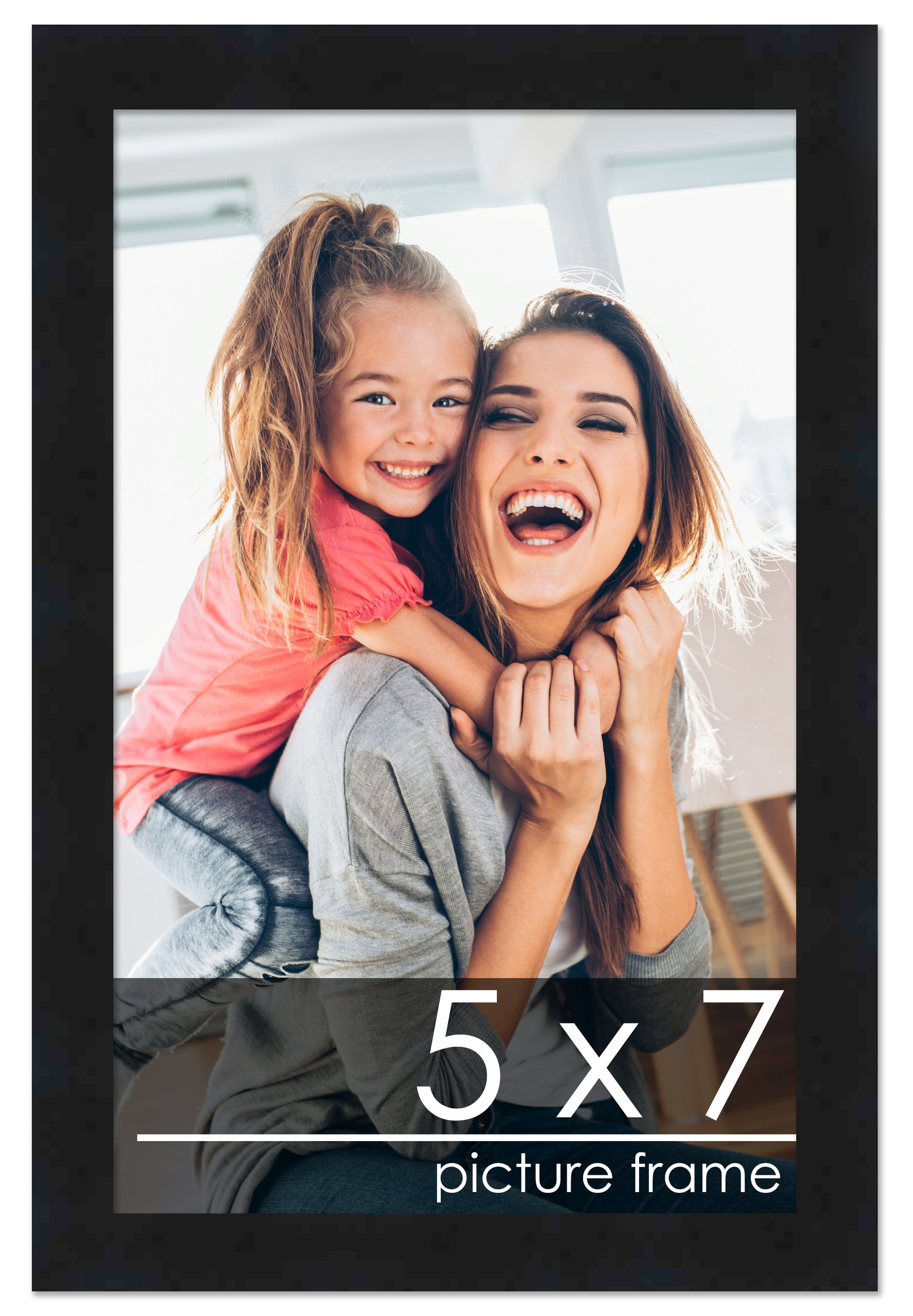 5x7 Picture Frame Black Solid Pine Wood 0.75 Inch Wide