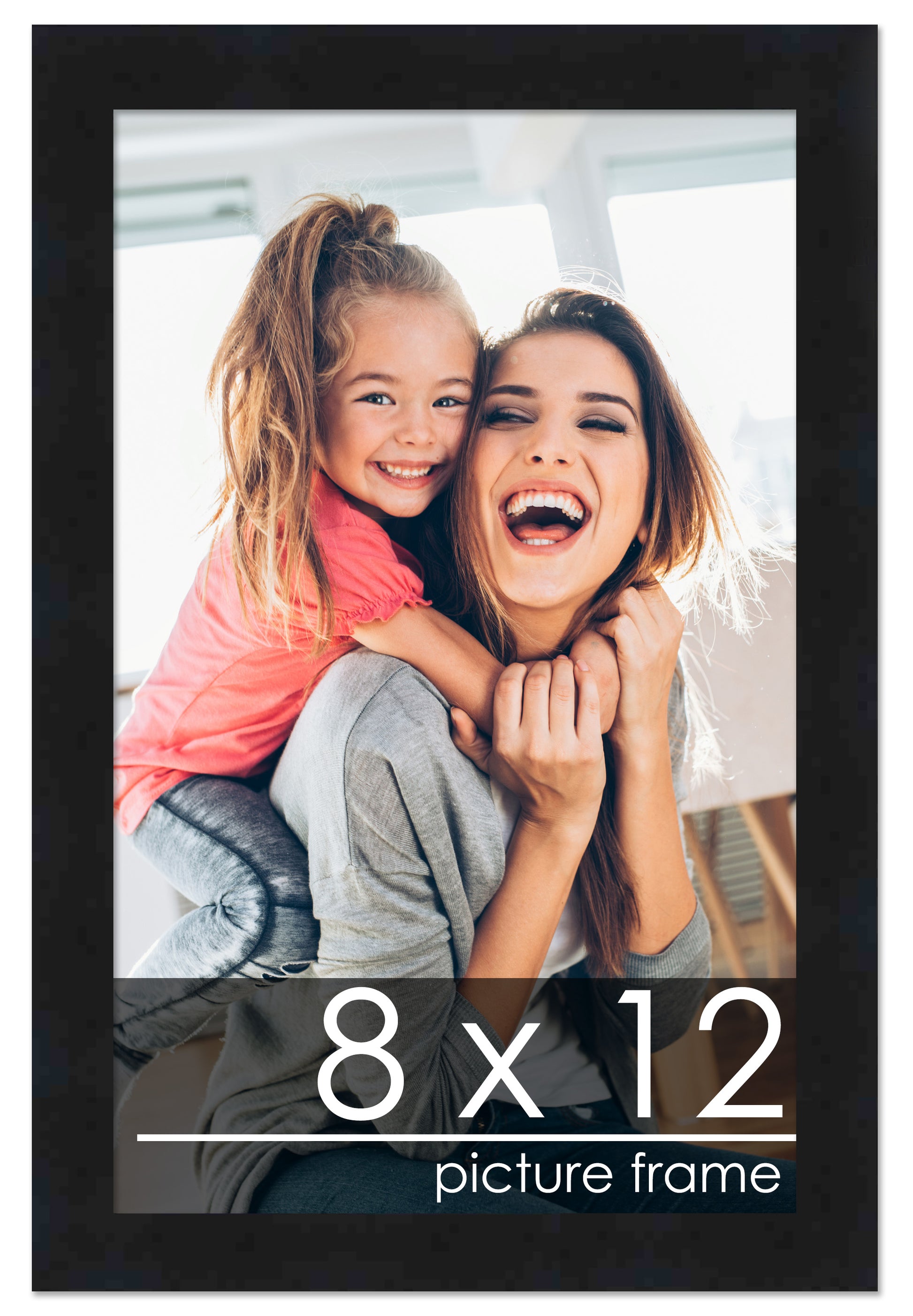 8x12 Picture Frame Black Solid Pine Wood 0.75 Inch Wide