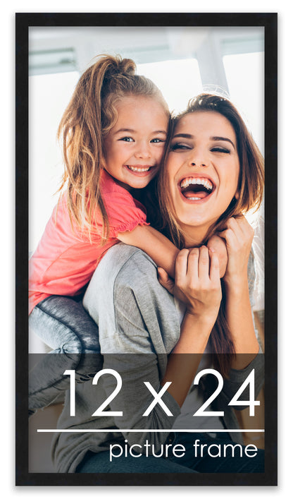 12x24 Picture Frame Black Solid Pine Wood 0.75 Inch Wide