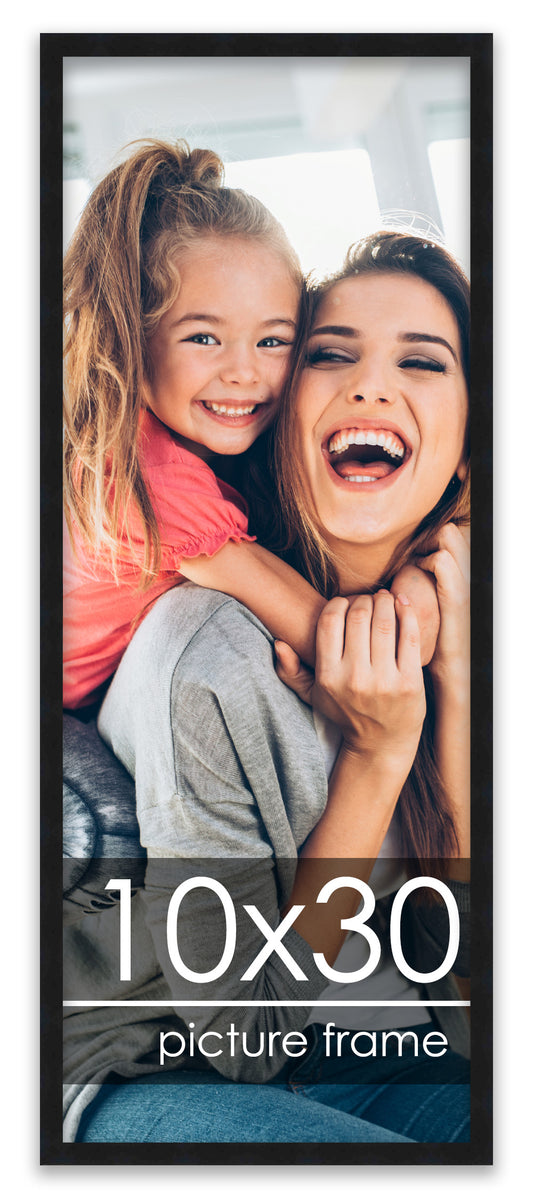 10x30 Picture Frame Black Solid Pine Wood 0.75 Inch Wide