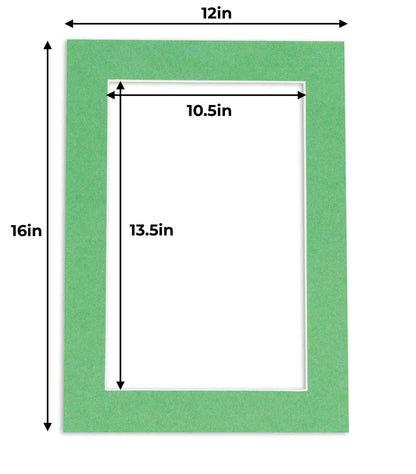Pack of 10 Turf Green Precut Acid-Free Matboards