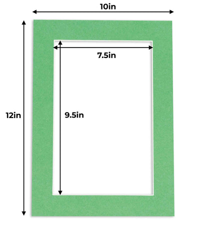 Pack of 10 Turf Green Precut Acid-Free Matboards