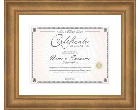 Gold Frame for Certificates & Diplomas