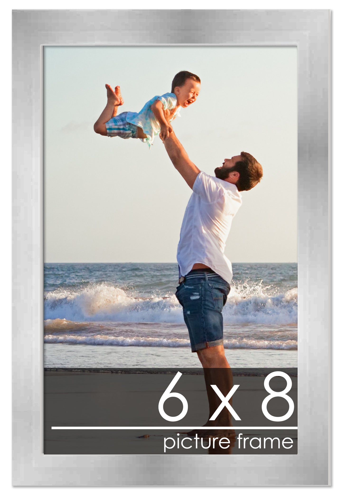 Contemporary Silver Pewter Wood Picture Frame