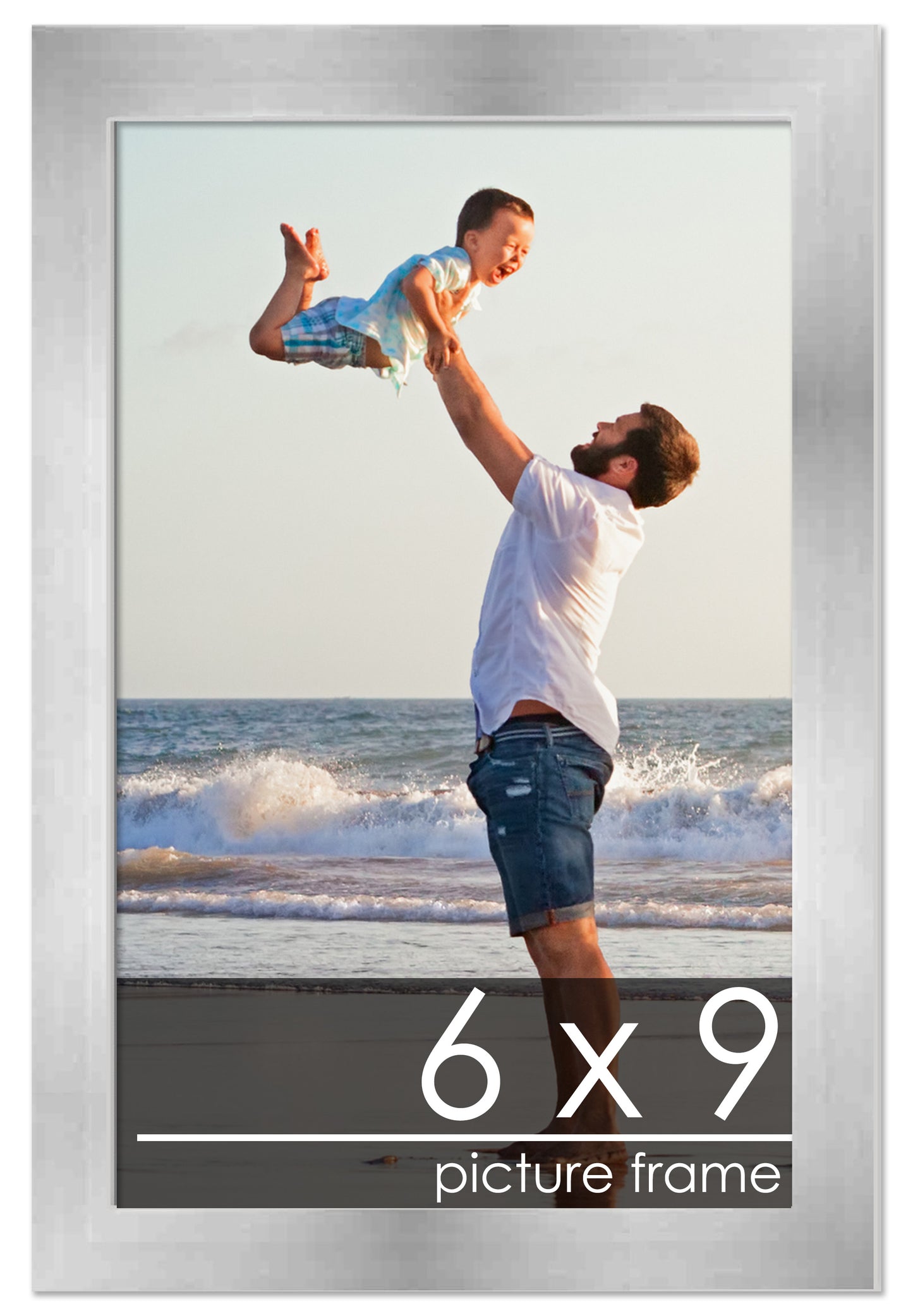 Contemporary Silver Pewter Wood Picture Frame