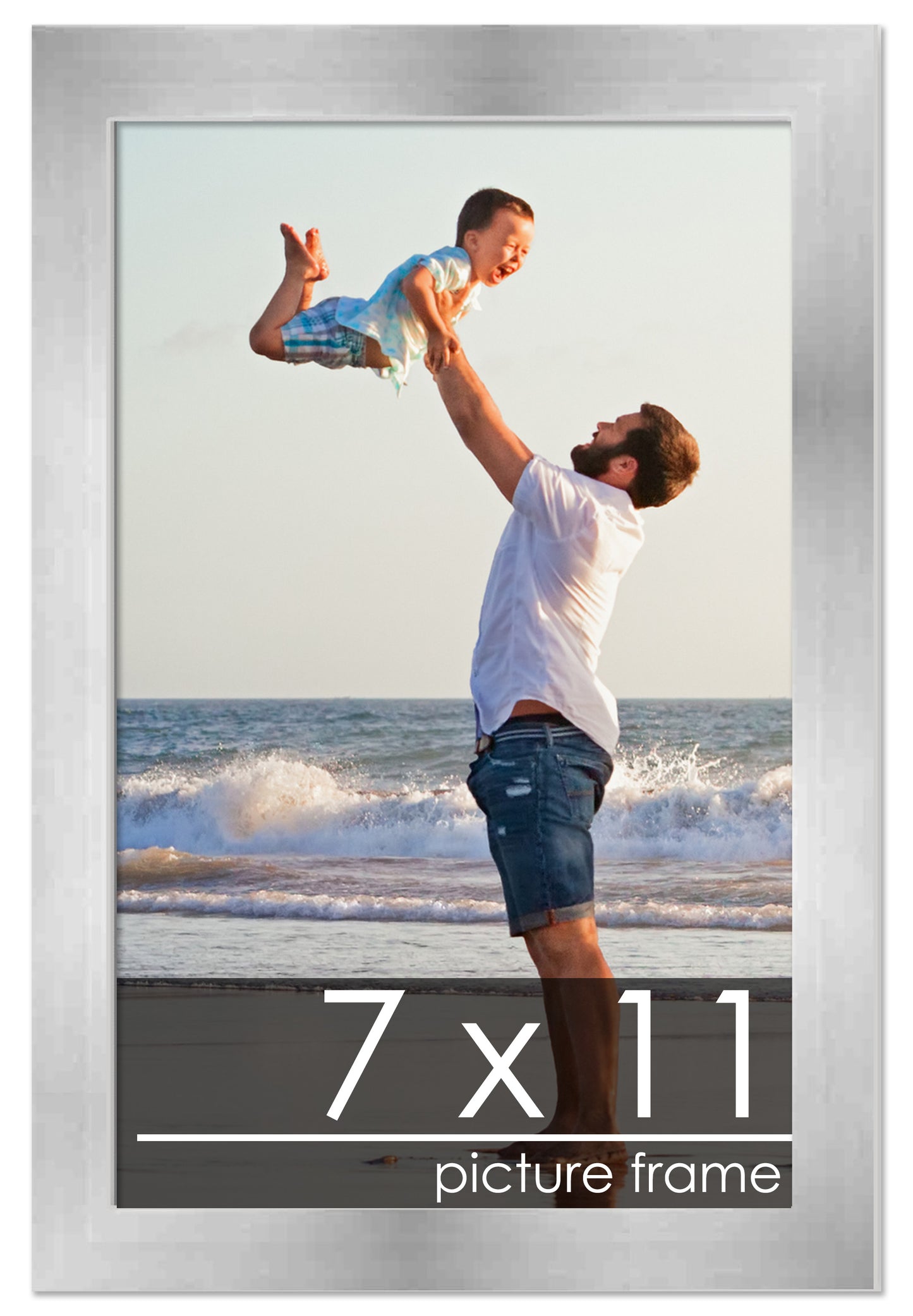 Contemporary Silver Pewter Wood Picture Frame