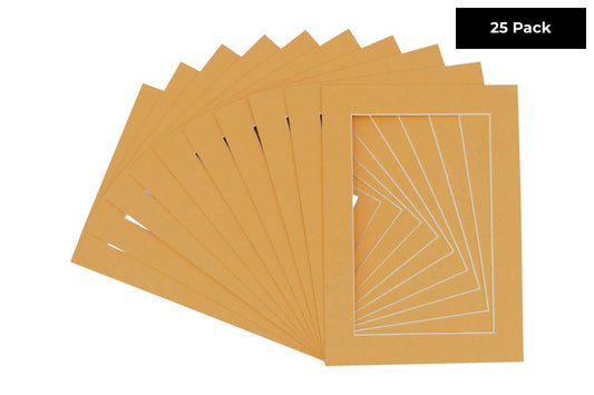 Pack of 25 Topaz Orange Precut Acid-Free Matboards