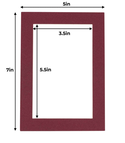 Pack of 10 Maroon Precut Acid-Free Matboard Set with Clear Bags & Backings
