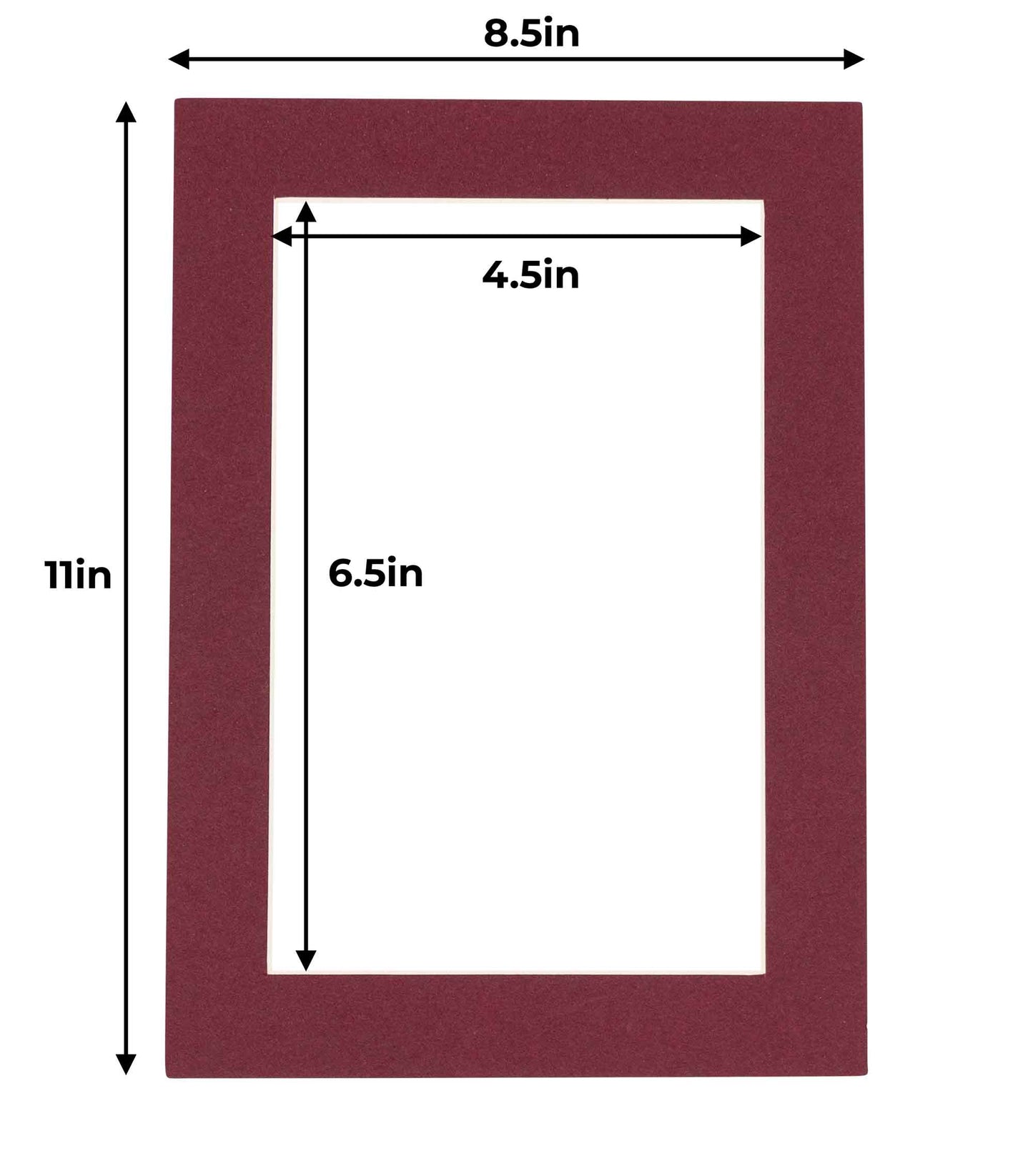 Pack of 25 Maroon Precut Acid-Free Matboard Set with Clear Bags & Backings