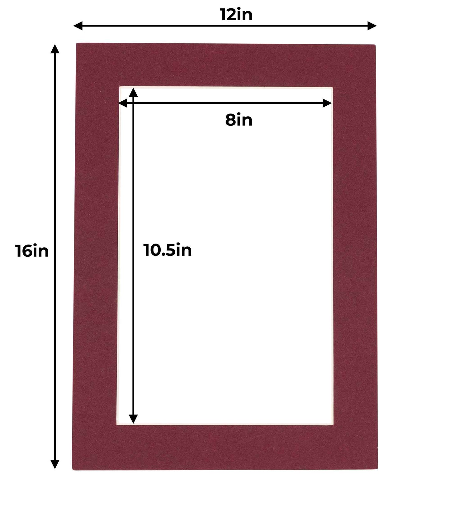 Pack of 10 Maroon Precut Acid-Free Matboard Set with Clear Bags & Backings