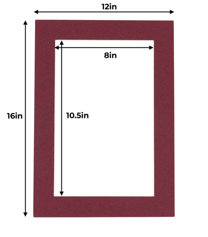 Pack of 10 Maroon Precut Acid-Free Matboard Set with Clear Bags & Backings