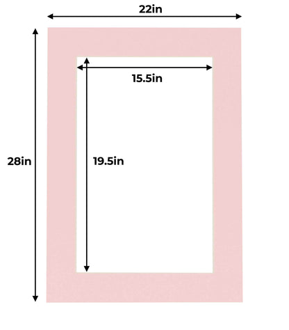 Pack of 25 Soft Pink Precut Acid-Free Matboard Set with Clear Bags & Backings