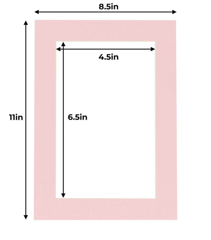 Pack of 10 Soft Pink Precut Acid-Free Matboard Set with Clear Bags & Backings