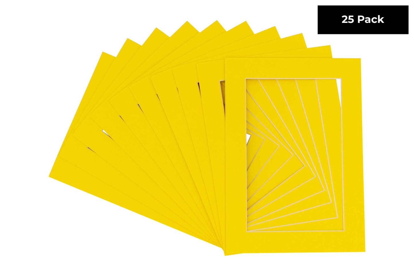 Pack of 25 Yellow Precut Acid-Free Matboard Set with Clear Bags & Backings