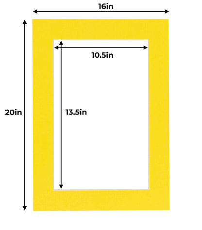 Pack of 10 Yellow Precut Acid-Free Matboard Set with Clear Bags & Backings