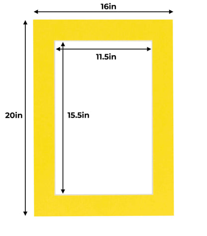 Pack of 10 Yellow Precut Acid-Free Matboard Set with Clear Bags & Backings