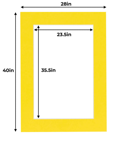 Pack of 25 Yellow Precut Acid-Free Matboards