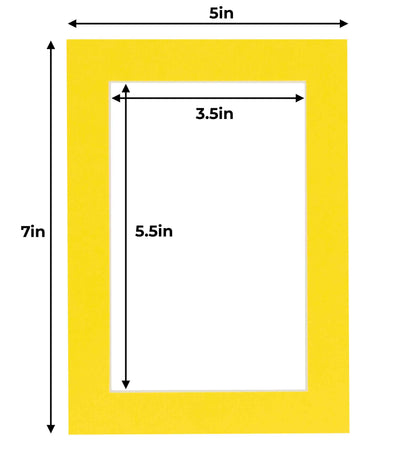 Pack of 10 Yellow Precut Acid-Free Matboard Set with Clear Bags & Backings