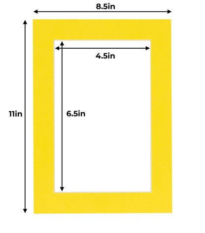 Pack of 10 Yellow Precut Acid-Free Matboard Set with Clear Bags & Backings