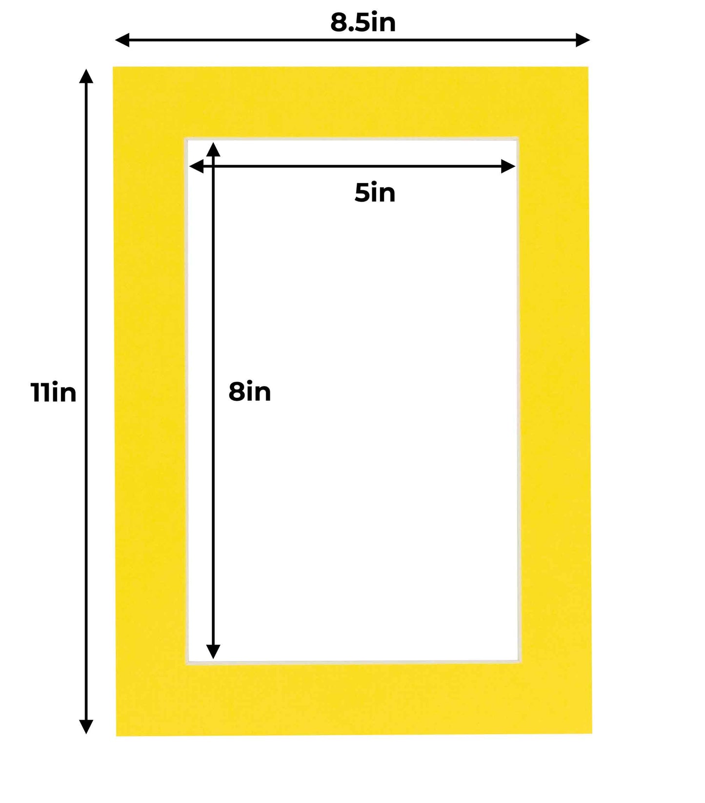 Pack of 25 Yellow Precut Acid-Free Matboard Set with Clear Bags & Backings