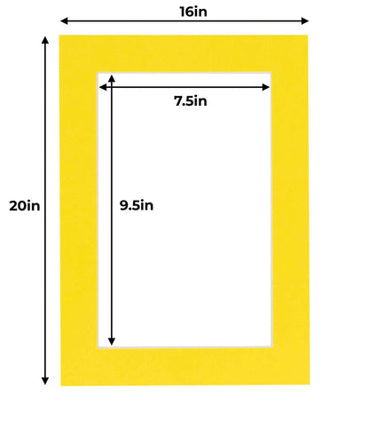 Pack of 10 Yellow Precut Acid-Free Matboard Set with Clear Bags & Backings