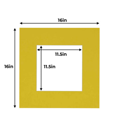 Pack of 10 Yellow Precut Acid-Free Matboard Set with Clear Bags & Backings