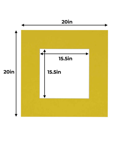 Pack of 25 Yellow Precut Acid-Free Matboard Set with Clear Bags & Backings