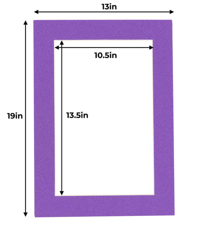 Pack of 10 Purple Precut Acid-Free Matboard Set with Clear Bags & Backings