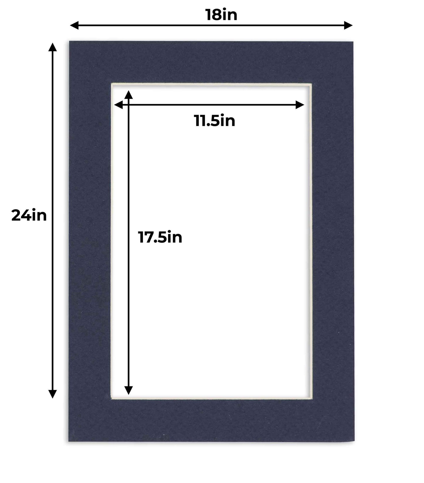Pack of 25 Navy Blue Precut Acid-Free Matboard Set with Clear Bags & Backings