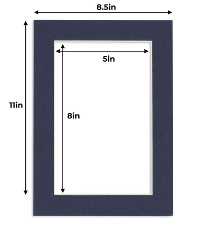 Pack of 10 Navy Blue Precut Acid-Free Matboards