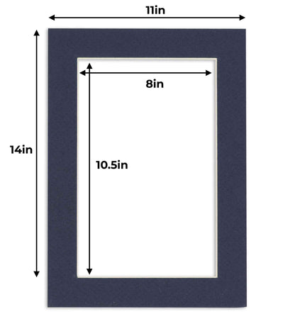 Pack of 10 Navy Blue Precut Acid-Free Matboards